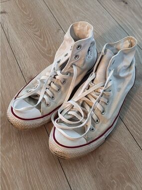 Converse White High Top Sneakers with Subtle Blue Insole Detail
